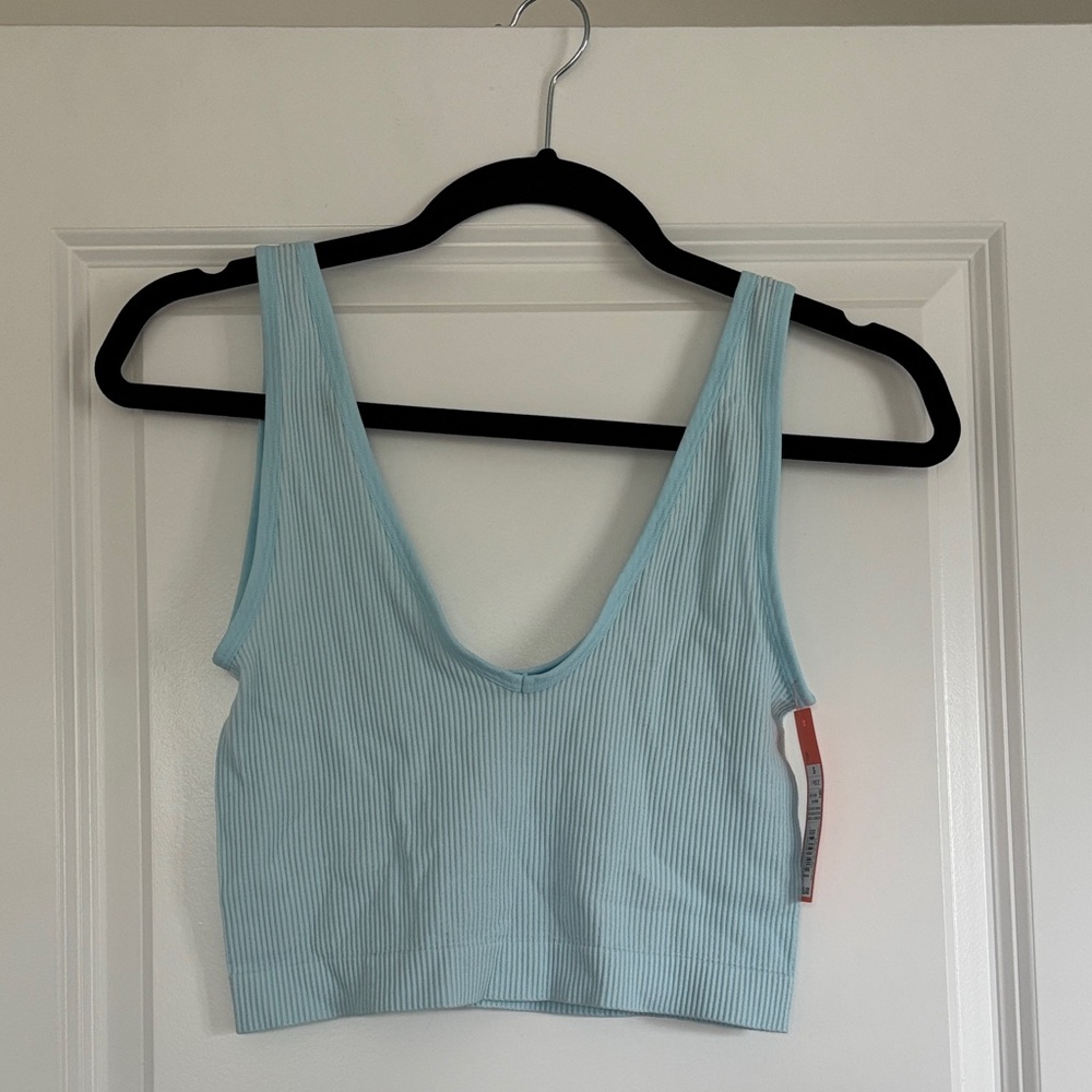 Light Blue Ribbed Crop Top